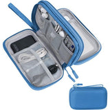 Kabeltas, kabelorganizer, organizer voor elektronische accessoires, draagbare kabelorganizer, dubbele kabeltas voor elektronische accessoires, USB-powerbank, oplaadkabel voor SD-kaart, blauw