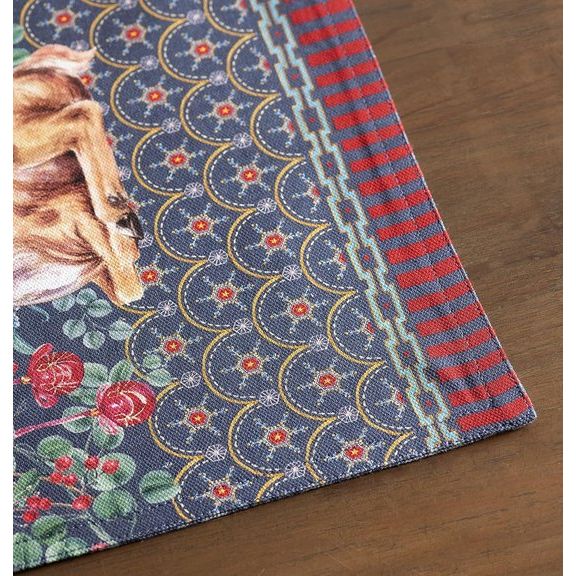 Stoffen placemats, 100% katoen set met 4, 33 cm x 48 cm decoratieve, wasbare paastafel-placemat voor eten, feestdagen, buffetfeesten en bruiloften, Christmas Joy - lente/zomer