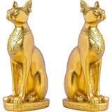 Egyptische kattengodin Bastet standbeeld 2 stuks verzamelbare dierenbeelden Egyptische decoratie (4,2 inch, goud) Egyptische kattengodin Bastet standbeeld 2 stuks verzamelbare dierenbeelden Egyptische decoratie (4,2 inch, goud)