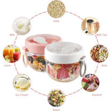 4 stuks Overnight Oats containers met deksel en lepel, 600 ml kunststof Overnight Oats glazen, mueslibeker to go met grote inhoud, luchtdicht voor salade, yoghurt, melk, muesli, fruit