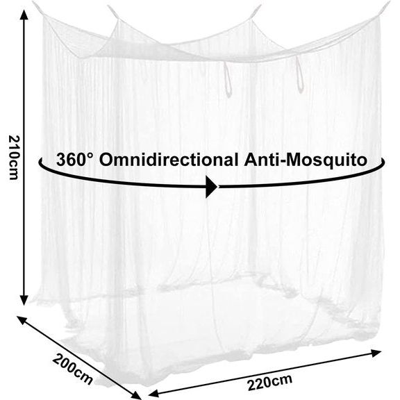 Muggennet, groot muggennet voor bed, fijnste gaten, fijnmazig muggennet, vierkant muggennet, eenpersoonsbed en tweepersoonsbed, vliegennet, muggennet, 200 x 210 x 220 cm (wit)