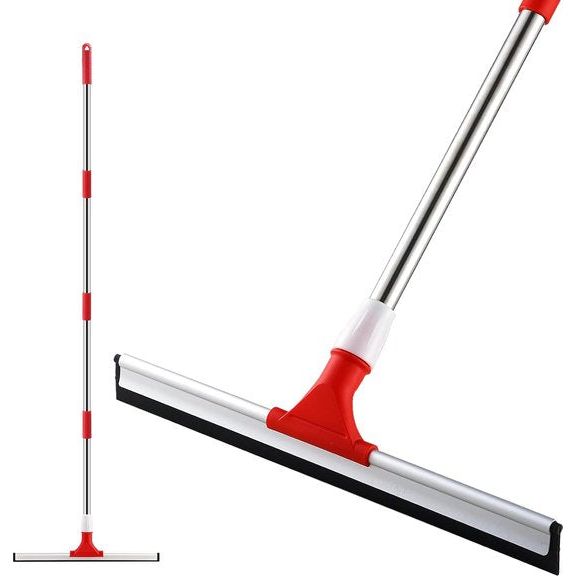 43 cm waterwisser/vloermop met verlengde steel (147 cm), rubberen wisser voor natte vloeren, hoge prestaties, waterwisser voor binnen en buiten gebruik garage douche badkamer tuin keuken