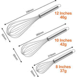 Gardeset roestvrij staal, gardeset van 3, inclusief 21 cm, 26 cm, 29 cm voor mengen, deeg roeren, eieren, opschuimen, kloppen, hoogwaardige garde voor woonkamer, keuken, eetkamer, zilver
