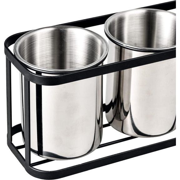 Bestekhouder SUS304 roestvrij staal bestekmand bestekbak keuken gebruiksvoorwerpenhouder met metalen voet voor lepels vorken messen