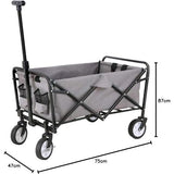 Opvouwbare bolderkar, vouwwagen, outdoor, handwagen, transportwagen met parkeerrem, 75 x 47 x 87 cm