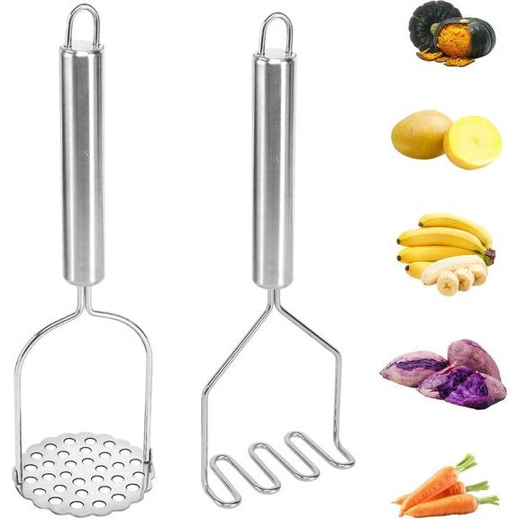 2 stuks, aardappelpers, roestvrij staal, aardappelstamper, handstamper met dikke handgreep, voedselstamper voor aardappelpuree, avocado