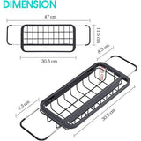 Afvoerbak, verstelbaar droogrek met vaatdoek, bar, instelbaar via de gootsteen, organizer voor keuken, roestvrij sponshouder organizer (1 niveau)