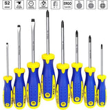 Schroevendraaier set, 8-delig, magnetisch, Crosshead PH-PZ, SL slot, Power shape schroevendraaier set, aangepaste ergonomische handgreep, professionele Kwaliteit Schroevendraaier set, S2 speciale stalen messen, hoge legering