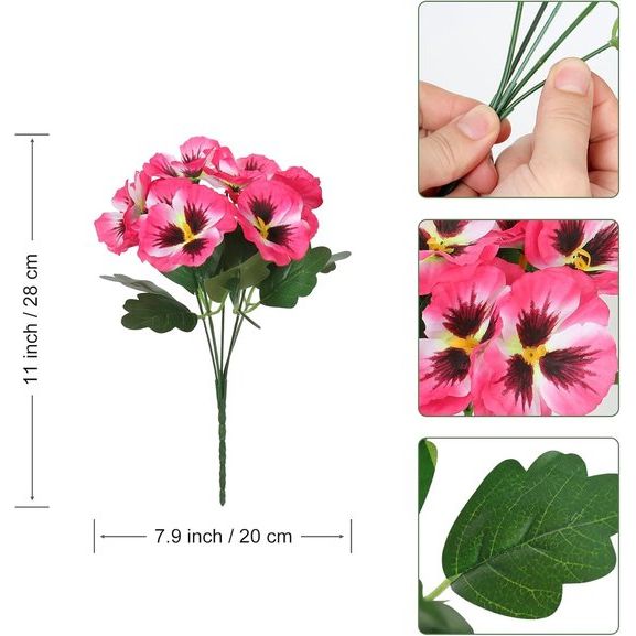 10 bundels kunstbloemen zoals echte balkon kunstbloemen buiten UV-bestendig weerbestendige kunstmatige balkonplanten balkonbloemen voor thuis vensterbank bruiloft decor (roze rood)