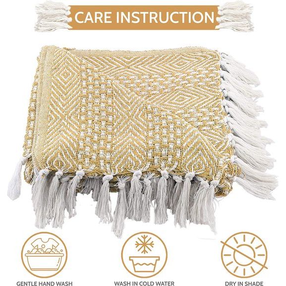 Kameel Bruin Worp Voor Mannen Vrouwen Sofa Deco Katoen Fringe Deken Met Kwastje Diamant Patroon Boho Decoratieve Zachte Outdoor Luxe Dekens R 60X50 Inch