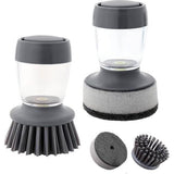 Set van 2 veegborstels voor potten, pannen, fornuizen, borden en kookgerei Reiniging met dispensertank 2 vervanging (2 soorten kop)