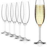 Champagneglazen, 6-delig, 220 ml, champagneglas, vaatwasmachinebestendig en duurzaam, ook ideaal als Prosecco glazen en champagneglazen