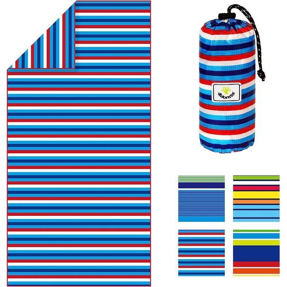 Microvezel strandhanddoek, ultralicht, zandafstotende handdoek, sneldrogend, absorberende sporthanddoek voor strand, zwembad, watersport, yoga, fitness, regenboog, 80 x 160 cm