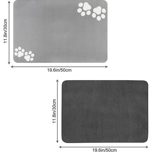 Voerbakmat voor honden, antislip, voermat kat: 40 x 60 cm, waterdichte onderlegger, kattenbak, onderlegger voor honden, zwart