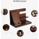 Couchbar houten telefoon mobiele houder docking station mobiele telefoon standaard portemonnee standaard & horloges organizer mannen Kerstmis cadeau echtgenoot echtgenote jubileum vader man idee gadgets