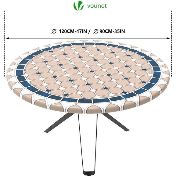 Tafelkleed buiten, elastisch, rond, tuintafelkleed, afwasbaar, weerbestendig, Ø 90-120 cm