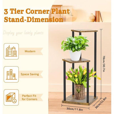 Met Bloempot En Plank Verstelbare Plantenstandaard Voor Potten Met Een Buitendiameter Van 24 36 Cm 38 Cm Hoog Zwart Metalen Bloemenstandaard Met Lades Voor Binnen En Buiten Metaal Plantenrek Binnen