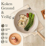 KASANOVA Wit 3-delige Pannenset,bestaande uit een pan van 20/24/28 cm,Niet-stick Kookgerei Set, Niet giftig,Compatibel met alle fornuizen