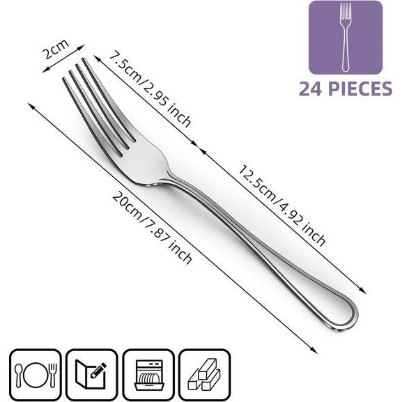 Roestvrijstalen tafelvorkenset 20 cm, prachtige hooggepolijste vorkenset voor thuis/restaurant/feest, vaatwasmachinebestendig