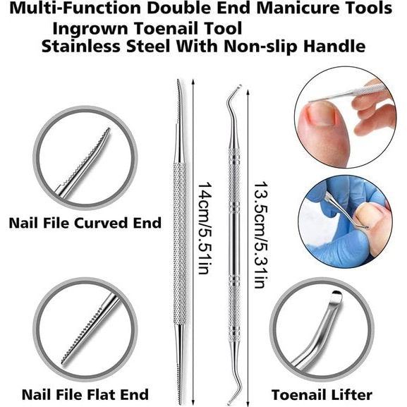 12 stuks nageltangset, nageltang voor dikke en ingegroeide harde teennagels, roestvrij staal, pedicure knipper nagelknipper. Nagelvijl en zachte grip, nagelschaar set (rood)