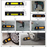 Rubberen wielstop-parkeerbegrenzing voor commerciële en particuliere parkeerplaatsen, parkeerplaatsen en privégarages, kleur zwart-geel, afmetingen 60x12x10 cm (2-pack)