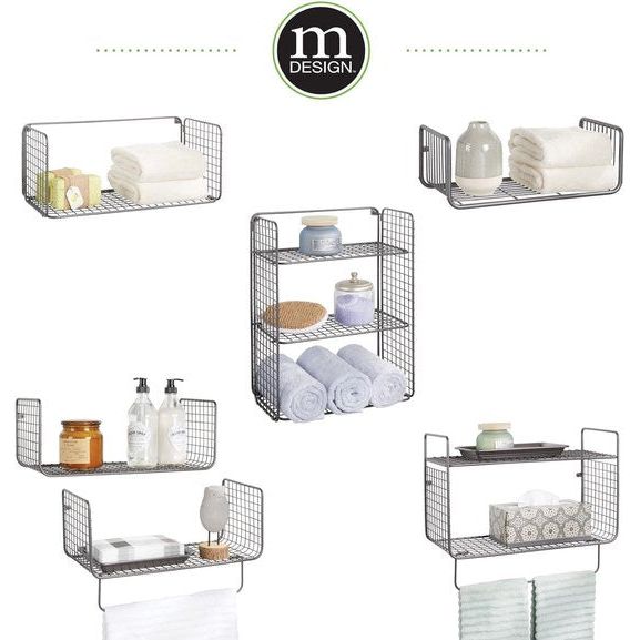 Opvouwbare badkamerplank met 3 niveaus - Praktische ophangplank van metaaldraad voor wandmontage - Draadplank voor badhanddoeken, shampoo enz. - Grijs