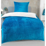 Winter pluche omkeerbaar beddengoed Nicky-Teddy 'Cashmere Touch' 135-155 - 200x200 coral fleece, kleur: petrol-crèmewit, maat: 135 x 200 cm