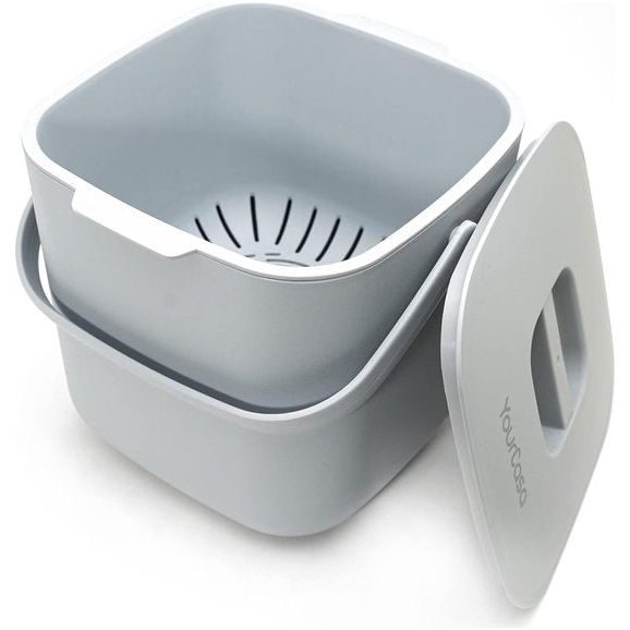 Biologische afvalemmer keuken, 7 liter, compostemmer voor dagelijkse bio-afvalcontainers, vaatwasmachinebestendig, geurdicht, uitneembare zeef, kleine bio-vuilnisemmer met deksel emmer