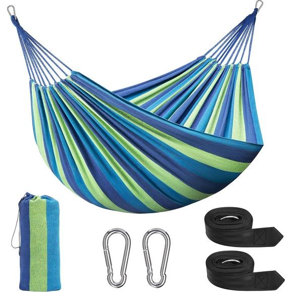 Hangmat voor meerdere personen, 230 x 150 cm, belastbaarheid tot 300 kg, reizen, camping, blauw