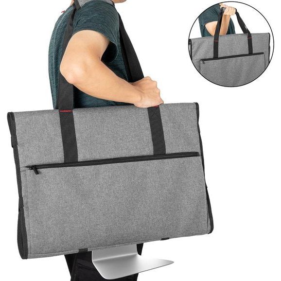 Monitortas, paraplutransport, compatibel met 27 inch, afdekking, bescherming iMac-scherm, opbergcomputerhandtas met accessoirevak, grijs