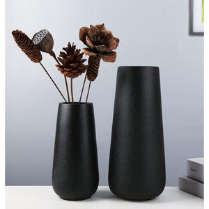 QLOFEI Ceramic Vase Black Set of 2 Ceramic Flower Vases for Home Decor, Dried Flowers, Pampas Grass Tablecloths Decorative Vases, Ceramic Room Decoration for Gift, Ceramic QLOFEI Ceramic Vase Black Set of 2 Ceramic Flower Vases for Home Decor, Dried Flowers, Pampas Grass Tablecloths Decorative Vases, Ceramic Room Decoration for Gift, Ceramic