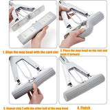 Dweilmop van PVA, absorberend, professioneel, opvouwbaar, absorberend, met PVA-spons en telescoopsteel, 34 cm wisbreedte, telescoopsteel tot 135 cm lengte