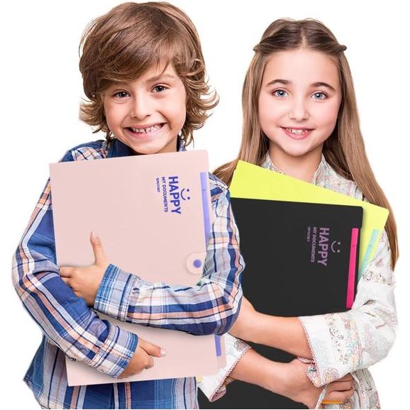 Documentenmap, A4-map, vakken map, hoge capaciteit, uitbreidbaar, gemakkelijk te dragen, met drukknop en 12 vakken, voor thuis of op kantoor, documenten (roze)