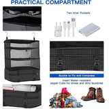 Koffer-organizer, hangend, opvouwbaar, met make-uptas, 2-delig, draagbare pakkubus, hangkast, pakkubus om op te hangen, opbergtas voor koffer en bagage, zwart