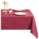 Rood tafelkleed, linnenlook, afwasbaar, waterafstotend, tafelkleed voor eetkamer, tuin, feest, bruiloften of huishouden, 135 x 220 cm