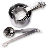 10-delige set maatlepel en maatbeker van roestvrij staal met meetliniaal gegraveerde meetwaarden stapelbaar