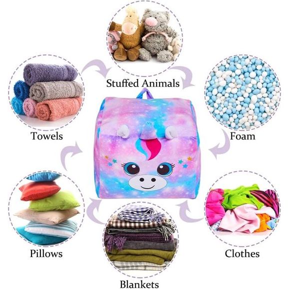 Eenhoornzitzak voor kinderen, knuffeldier, opbergtas, alleen tas, geen vulling