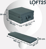 slaapmatras voor volwassenen, binnenin, linnen mix, vouwmatras, logeermatras, ruimtebesparend, 3-delig opklapbaar matras, comfortabel futon bed