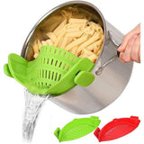 2 Pack Siliconen Voedselzeef Hittebestendige Clip Op Zeef Rijst Pasta Spaghetti Rundergehakt Universeel Geschikt voor alle potten en schalen