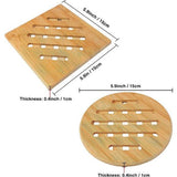 Onderzetters van bamboe, 4 stuks, hittebestendige bamboe, tafelset, natuurlijke vierkante en ronde onderzetter van hout, onderzetter van bamboe, voor keuken, kom, potten, borden (15 cm)