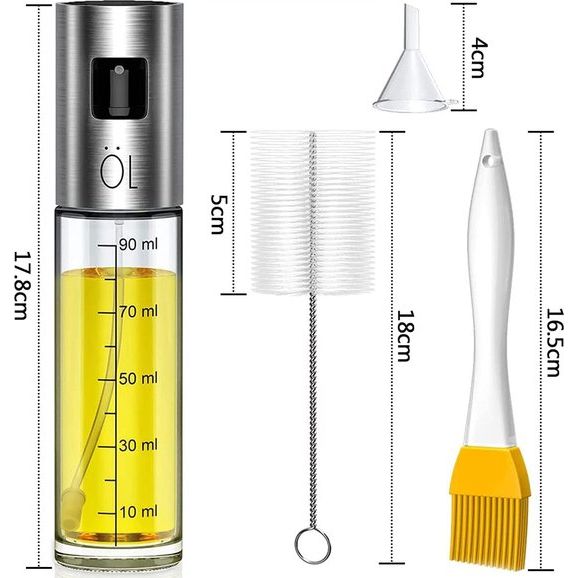 Oliespuit oliespuitfles, oliespuit van hoogwaardig 304 roestvrij staal, oliespuit voor bakolie voor salades, koken, bakken, pasta, BBQ