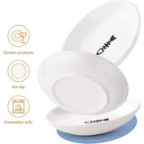 Keramische kattenvoerbakken, kattenvoerbak, keramiek, 3 stuks brede platte kattenvoerborden, met 3 antislipmatten, voerbak kattenbak antislipset, platte kommen voor kittens en kleine dieren