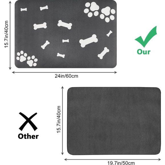 Voerbakmat voor honden, antislip, voermat kat: 40 x 60 cm, waterdichte onderlegger, kattenbak, onderlegger voor honden, zwart