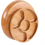 Houten aanbevolen bord, 5-voudig dienblad, portiecontrole, kinderbord, stapelbare houten onderroosterschaal, bord voor gedroogd fruit, snacks en fruit (30 cm)