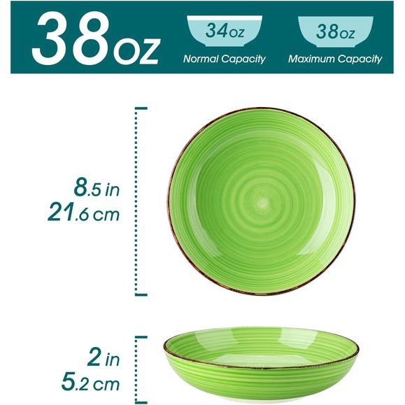 Soepkommen, Bonita Soepborden, Set van 6, Pastaborden, Spaghetti Diepe Borden, Pastakommen, Ramenkommen, Grote Slakommen, Multifunctionele Kommen