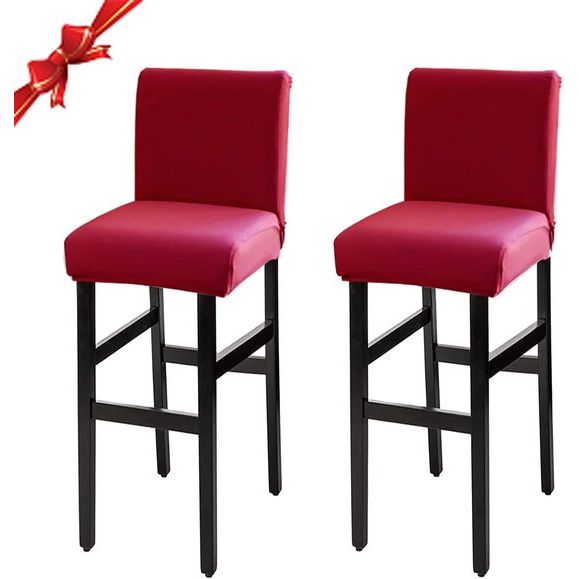 Stoelhoezen, Set met 2 Stretch barkruk covers, afneembare wasbare stoelhoes, Decoratie, Stoelhoes, barkruk, Stoelhoezen Voor Pub, Combinatieapparaat, Bar, Café, rood, 2 stuks