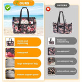 Strandtas XXL familie grote badtas strandtas met ritssluiting strandtas opvouwbare schoudertas badtas familie shopper handtas voor strand vakantie reizen