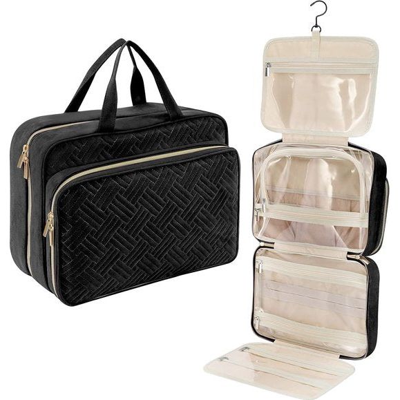 Cosmetische tas, 5-delige hangende reismake-uptas, professionele make-uptas, grote toilettassen met haken, toilettas voor complete toiletartikelen en make-upborstels