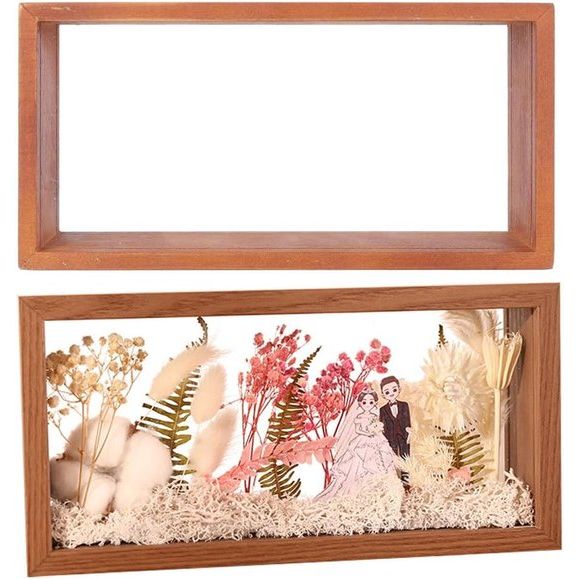 3D-fotolijst, transparant aan beide zijden, 26 x 13 cm, diepe lijst voor objecten, bloemen, grote schaduwbox, vitrinelijst voor wandopknoping of desktop