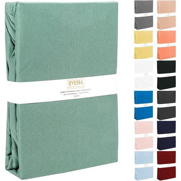 Hoeslaken 160 x 200 cm, van katoen, single-jersey stof, 140 g/m², hoeslaken met 30 cm matrashoogte, ultrazacht en ademend